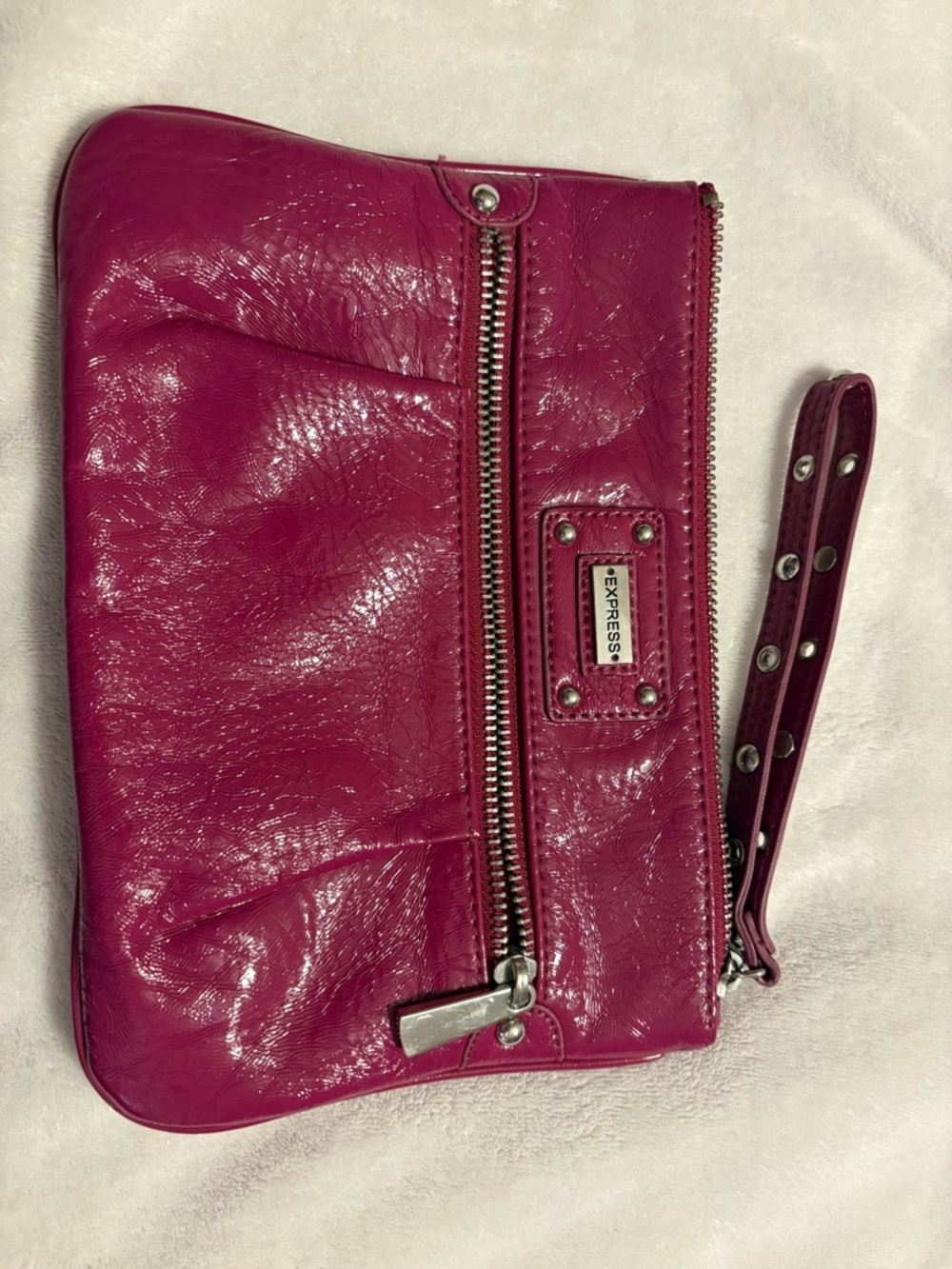 Express Pink Leather Zip Wristlet Clutch